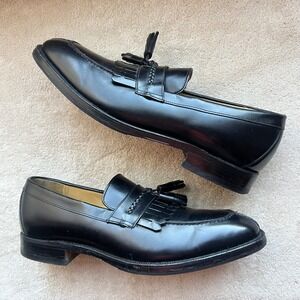 Johnston & Murphy Burrough Men 9 A/AAA Black Leather Tassel Kiltie Loafer Preppy